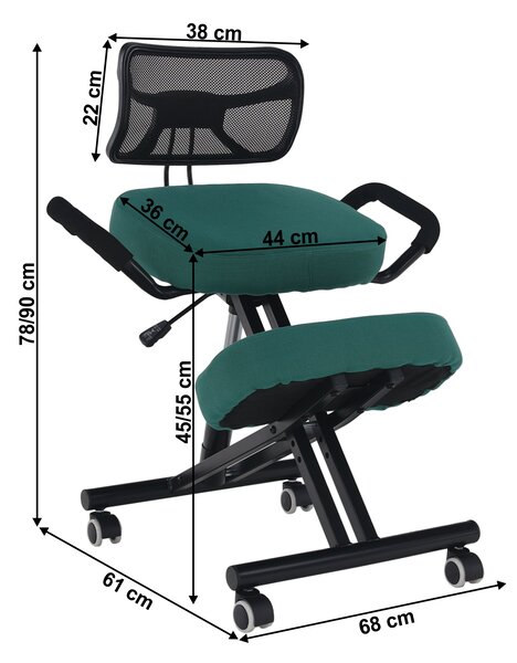 KONDELA Ergonomická kľakačka, zelená/čierna, RUFUS