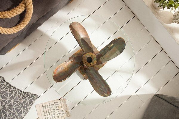 Dizajnový konferenčný stôl Propeller, 60 cm, medený antik