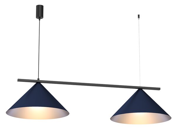 Závesné svietidlo Capital, 2x tmavomodré kovové tienidlo, (fi 46cm), db