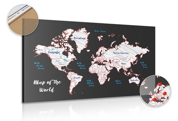 Obraz na korku jedinečná mapa sveta