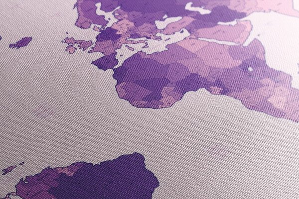 Obraz na korku detailná mapa sveta vo fialovej farbe