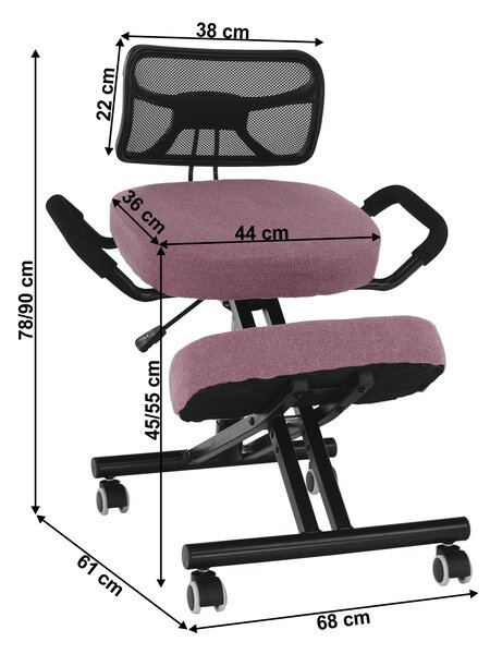 KONDELA Ergonomická kľakačka, ružová/čierna, RUFUS
