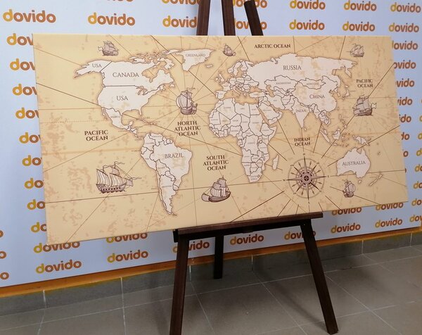 Obraz na korku mapa sveta s loďkami