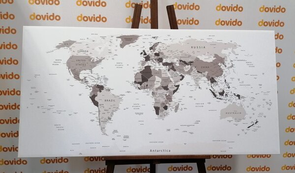 Obraz na korku čiernobiela mapa s názvami