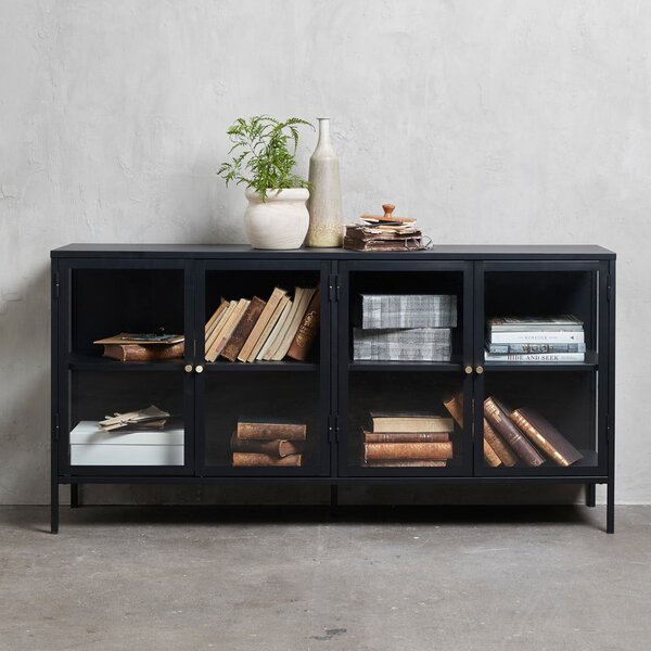 Čierna kovová vitrína 170x85 cm Carmel – Unique Furniture