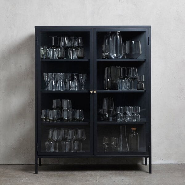 Čierna kovová vitrína 110x140 cm Carmel – Unique Furniture