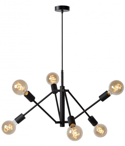 Lucide 21424/06/30 závesné stropné svietidlo Lester 6x40W | E27 - čierna, stmievateľné