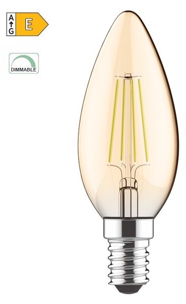 Diolamp LED Filament Candle žiarovka Amber C35 5W/230V/E14/2700K/620Lm/360°/Dim