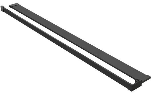 CERANO - Sprchová zástena Walk-in Onyx L-pravá vzpera - 8 mm + polička / držiak na uteráky - čierna matná, bronzové sklo - 50x200 cm
