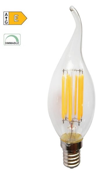 Diolamp LED Filament žiarovka číra Candle Flame CF35 5W/230V/E14/2700K/680Lm/360°/Dim