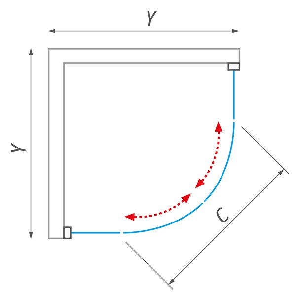 Roth Štvrťkruhový sprchový kút CI R55 - bez vaničky ROTH-Variant: rozmery: 90x90 cm - (CI R55/900 - CI R55 090200 NPE), ROTH-Profily: profily: čierna (elox), výplň: transparentná