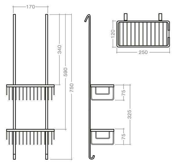 Roth Závesná polička SHELF UNI do sprchovacieho kúta ROTH-Variant: rozmery: 75x25 cm, povrchová úprava: chróm - (SHELF UNI - 8000279)