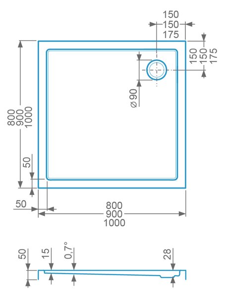 Roltechnik Outlet Štvorcová akrylátová sprchová vanička iLOW SQUARE ROTH-Variant: rozmery: 80x80 cm - (iLOW_SQUARE_80x80 - 8000238)
