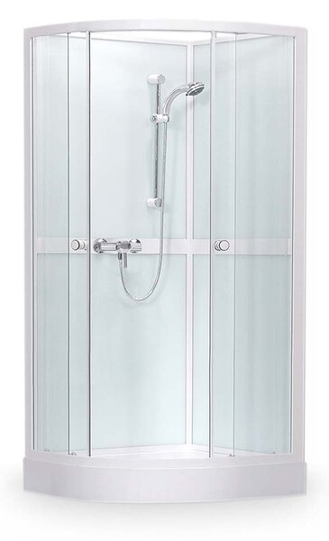 Roth Štvrťkruhový sprchový box SIMPLE ROTH-Variant: rozmery: 80x80 cm - (SIMPLE 800 - 4000248), ROTH-Profily: profily: biela, výplň: transparent