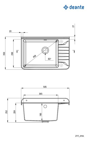 Deante Technický drez Garden s odkvapkávačom - ZYT 211A