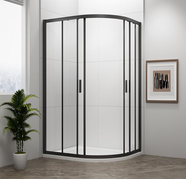 Polysan Polysan, EASY BLACK štvrťkruhová sprchová zástena 900x800mm, L/R, čire sklo, EL2815B