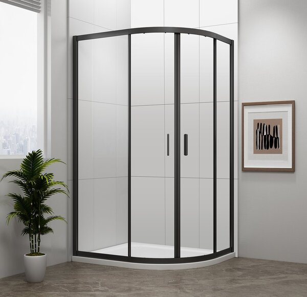 Polysan Polysan, EASY BLACK štvrťkruhová sprchová zástena 900x800mm, L/R, čire sklo, EL2815B