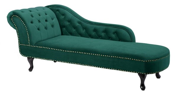 Dizajnová leňoška Chesterfield zelený zamat