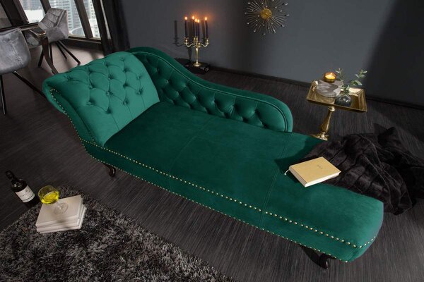 Dizajnová leňoška Chesterfield zelený zamat