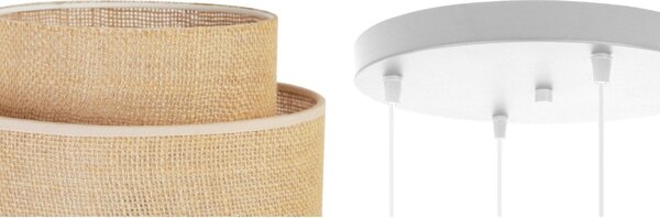 Závesné svietidlo Boho, 4x jutové tienidlo, (výber z 2 farieb konštrukcie), o