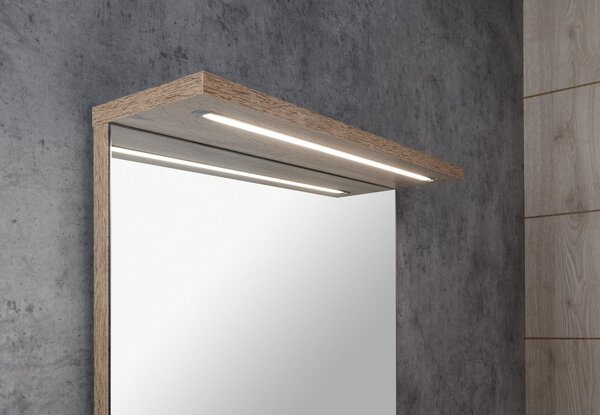 Aqualine Aqualine, KORIN STRIP zrkadlo s LED osvetlením 50x70x12cm, dub platin, KO995S