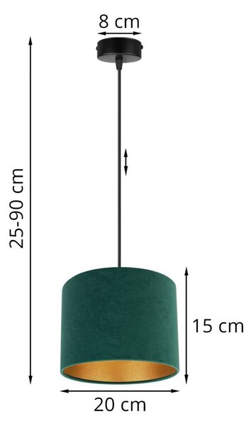 Závesné svietidlo Mediolan, 1x textilné tienidlo (výber z 10 farieb), (výber z 3 farieb konštrukcie), g