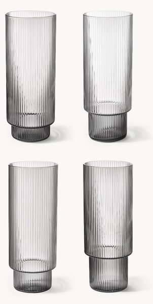 Ručne fúkané poháre na kokteily's reliéfnym vzorom Ripple, 4 ks, 300 ml
