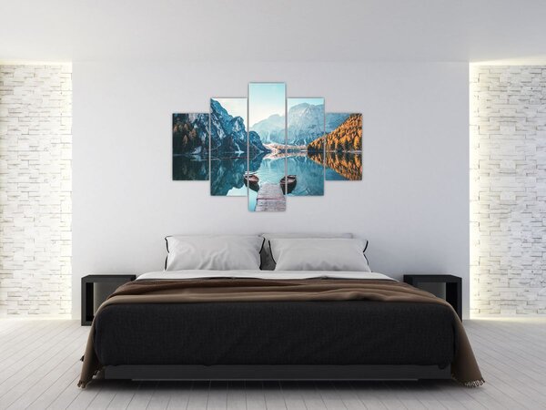 Obraz - Lode na jazere Braies (150x105 cm)