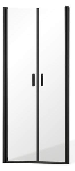 Roltechnik Outlet Dvojkrídlové sprchové dvere BADEN BLACK II pre inštaláciu do niky - bez vaničky ROTH-Variant: šírka: 80 cm, orientácia: Univerzálna - (BADEN BLACK II/80 - 4000860), ROTH-Profily: profily: čierna (elox), výplň: transparentná