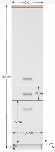 Regál Topty Typ 5 - biela / dub sonoma
