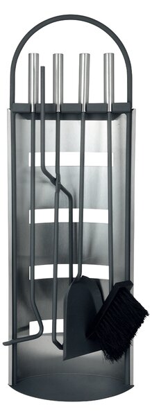 KONDELA Krbové náradie, železo/antikor, čierna/strieborná, NIBOL