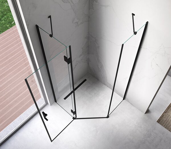 BPS-koupelny Päťuholníkový sprchovací kút KZ10A 80x80 BL čierna/transparent - bez vaničky