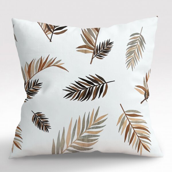 Ervi obliečka na vankúš bavlnený - palmové listy na bielom