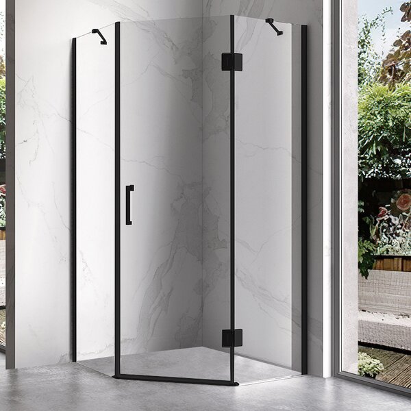 BPS-koupelny Päťuholníkový sprchovací kút KZ10A 80x80 BL čierna/transparent - bez vaničky