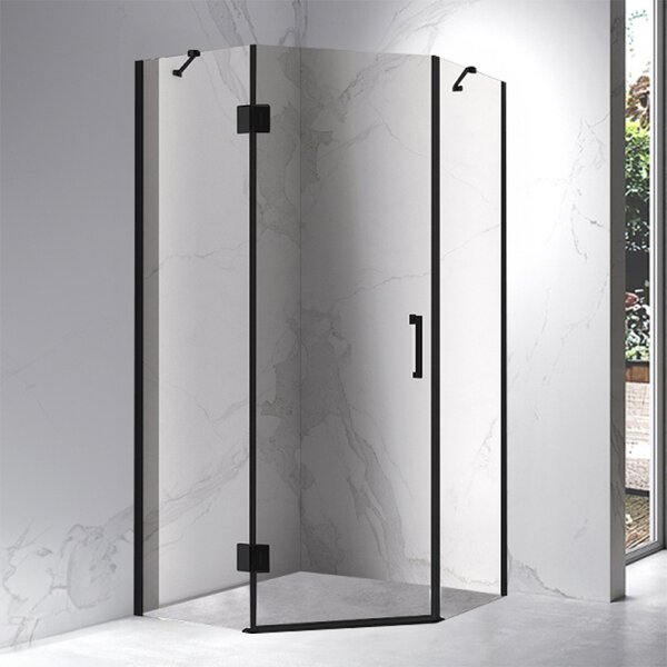 BPS-koupelny Päťuholníkový sprchový kút KZ10B BL 90x90 čierna/transparent - bez vaničky