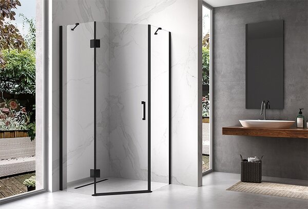 BPS-koupelny Päťuholníkový sprchovací kút KZ10A 80x80 BL čierna/transparent - bez vaničky