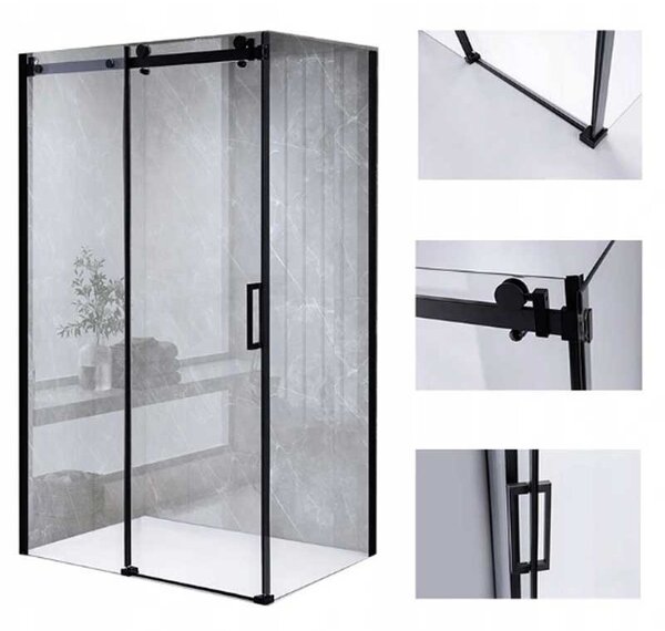 BPS-koupelny Obdĺžnikový sprchovací kút BS14C 120x90 čierna/transparent - bez vaničky