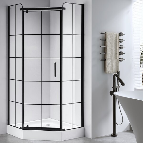 BPS-koupelny Päťuholníkový sprchovací kút BS06A 80x80 čierna/transparent - bez vaničky