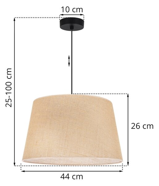 Závesné svietidlo Juta, 1x jutové tienidlo, (fi 44cm), b