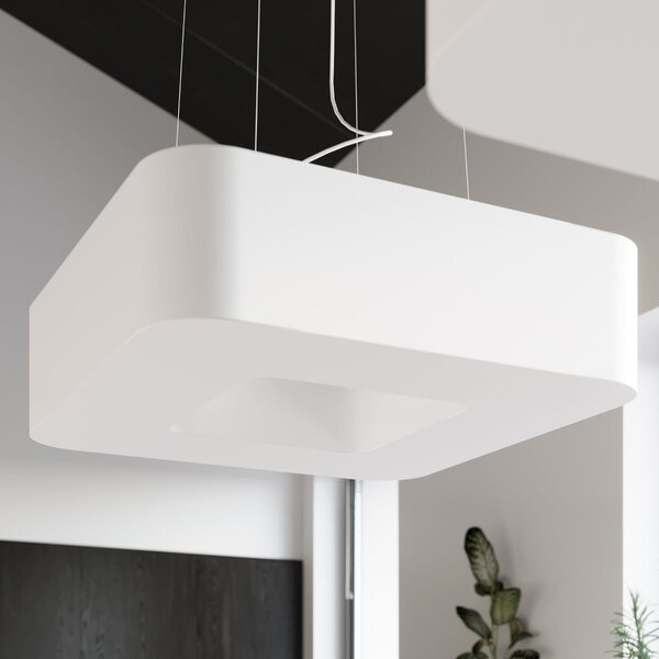 Závesné svietidlo Urano, 1x biele textilné tienidlo, (biely plast), (60 cm)