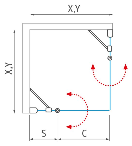 Roth Štvorcový alebo obdĺžnikový sprchovací kút CI EPF+CI EPF, čierny elox - bez vaničky ROTH-Variant: rozmery: 80x80 cm, orientácia: Uni - (CI EPF/800+CI EPF/800_cer), ROTH-Profily: profily: čierna (elox), výplň: transparentná