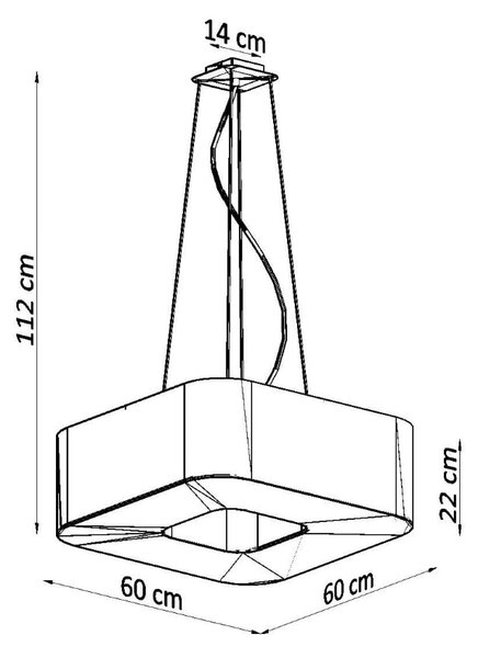 Závesné svietidlo Urano, 1x biele textilné tienidlo, (biely plast), (60 cm)