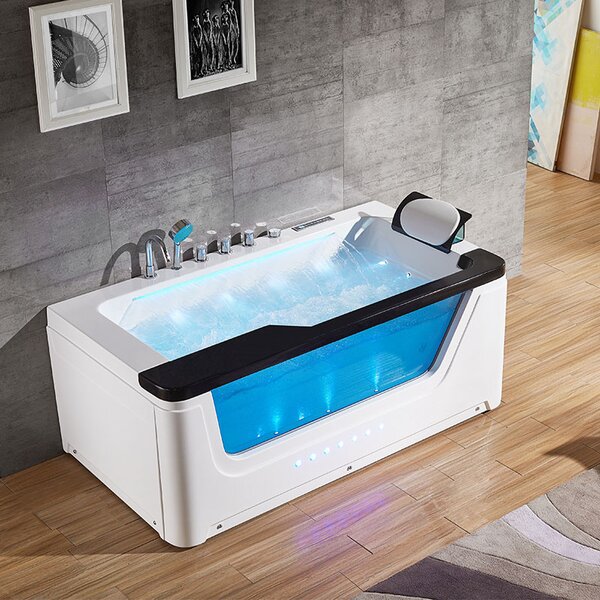BPS-koupelny Hydromasážna vírivá vaňa NEVADA 912 BL 170x90 ČIERNA s ohrevom vody