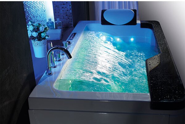 BPS-koupelny Hydromasážna vírivá vaňa NEVADA 912 BL 170x90 ČIERNA s ohrevom vody
