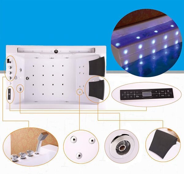 BPS-koupelny Hydromasážna vírivá vaňa Fenix 606BH 180x120 s ohrevom vody, ľavá