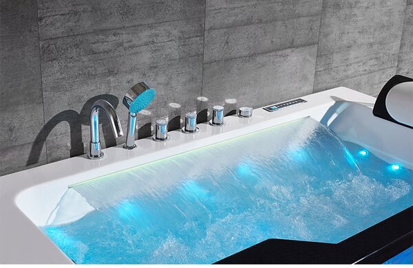 BPS-koupelny Hydromasážna vírivá vaňa NEVADA 912 BL 170x90 ČIERNA s ohrevom vody