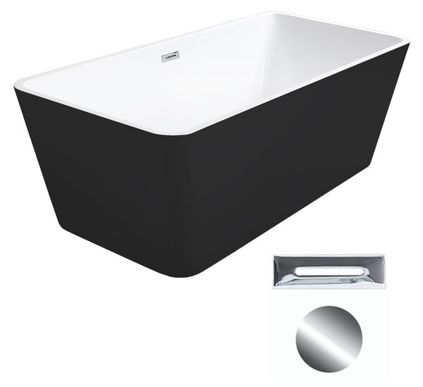 Besco Akrylátová voľne stojaca vaňa Evita BW Matt 160x80 BESCO-Typ výpuste: Click-Clack s prepadom, chróm, BESCO-Rozmery: 160x80, BESCO-Farba: Biela/čierna