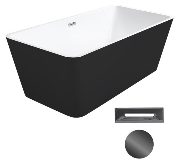 Besco Akrylátová voľne stojaca vaňa Evita BW Matt 160x80 BESCO-Typ výpuste: Click-Clack s prepadom, chróm, BESCO-Rozmery: 160x80, BESCO-Farba: Biela/čierna