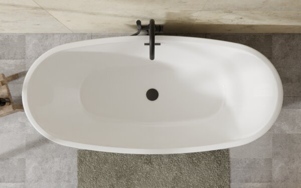 Besco Akrylátová voľne stojaca vaňa Ayla BW Matt 170x80 BESCO-Typ výpuste: Click-Clack s prepadom, chróm, BESCO-Rozmery: 170x80, BESCO-Farba: Biela/čierna