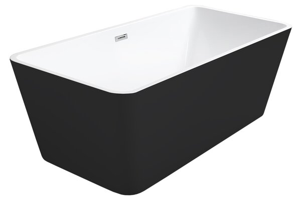 Besco Akrylátová voľne stojaca vaňa Evita BW Matt 160x80 BESCO-Typ výpuste: Click-Clack s prepadom, chróm, BESCO-Rozmery: 160x80, BESCO-Farba: Biela/čierna